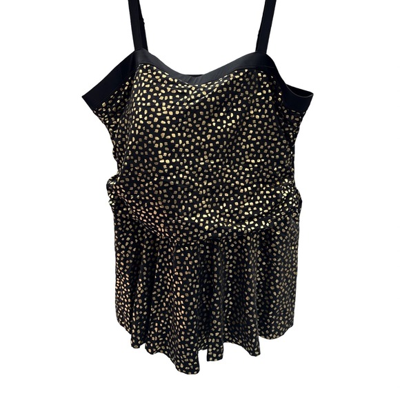 Swimsuits For All Swim Dress Size 28 Black Gold Dot Skirted One Piece NWT - Picture 2 of 9